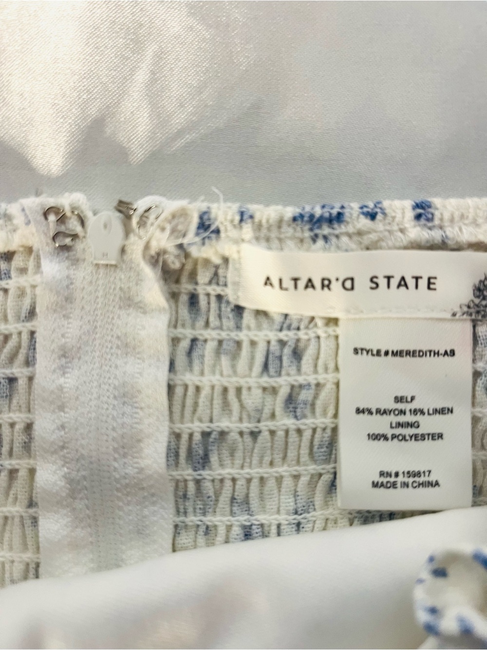 Altar'd State White Mini Dress with Blue Floral Print - NWT - Picture 6 of 12